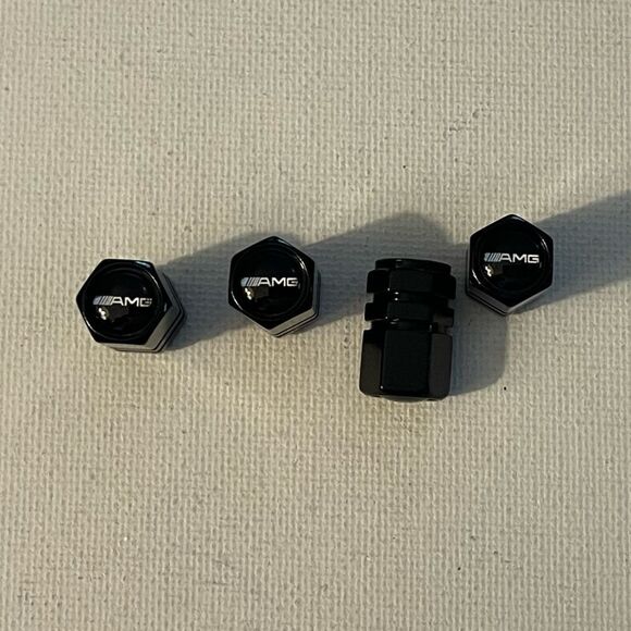 AMG Mercedes Benz Logo valve Stem caps in Black set of 4 NWT - Picture 1 of 5